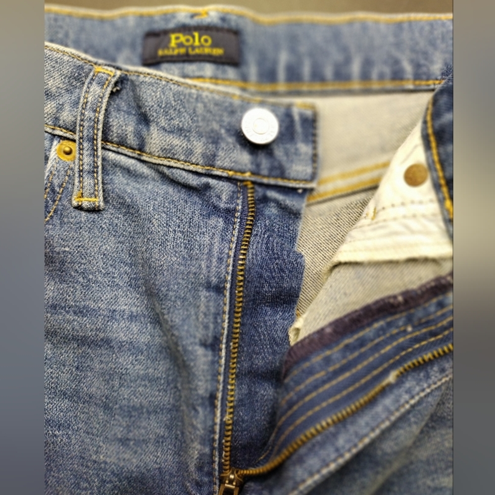 Ralph Lauren Light Blue Skinny Jeans with Tan Knee Patches - Picture 6 of 15